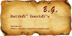 Balikó Gusztáv névjegykártya